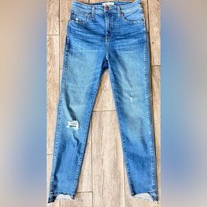 Madewell High Rise Medium Blue Distressed Jeans